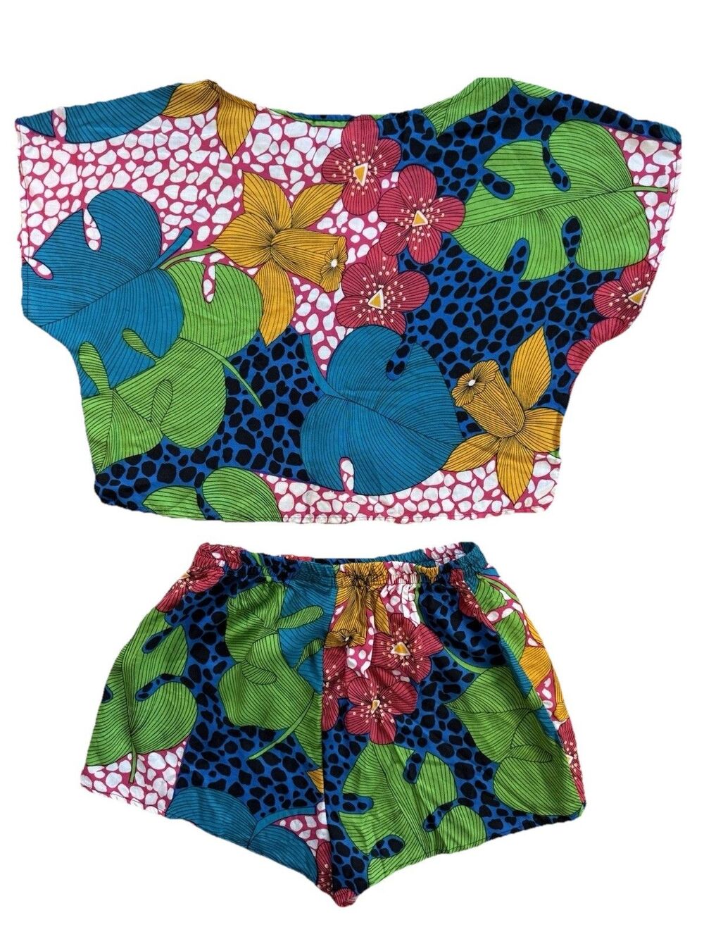 Wild Honey California Tropical Floral 2 Piece Set M Monstera Boho Festival